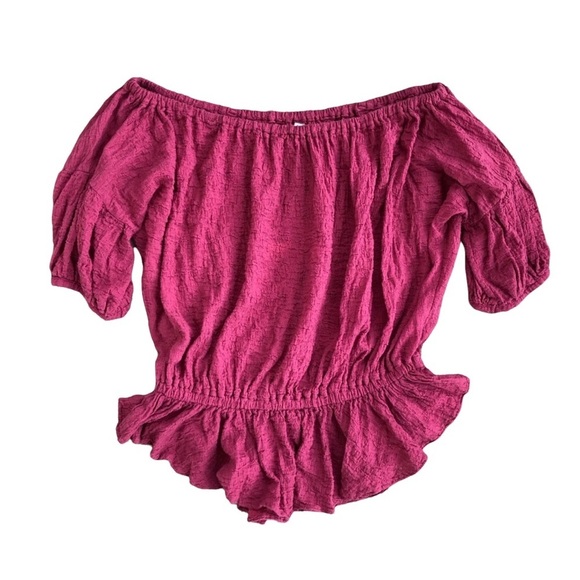 Free People Off The Shoulder Maroon Top - Picture 1 of 4